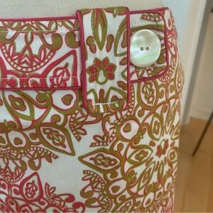 Etcetera Cotton skirt with front slit and interesting button detail at waist.